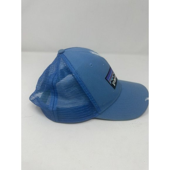 PATAGONIA Classic FITZ ROY LOGO Strap Back TRUCKER HAT Electric Blue Flawed - Picture 2 of 11